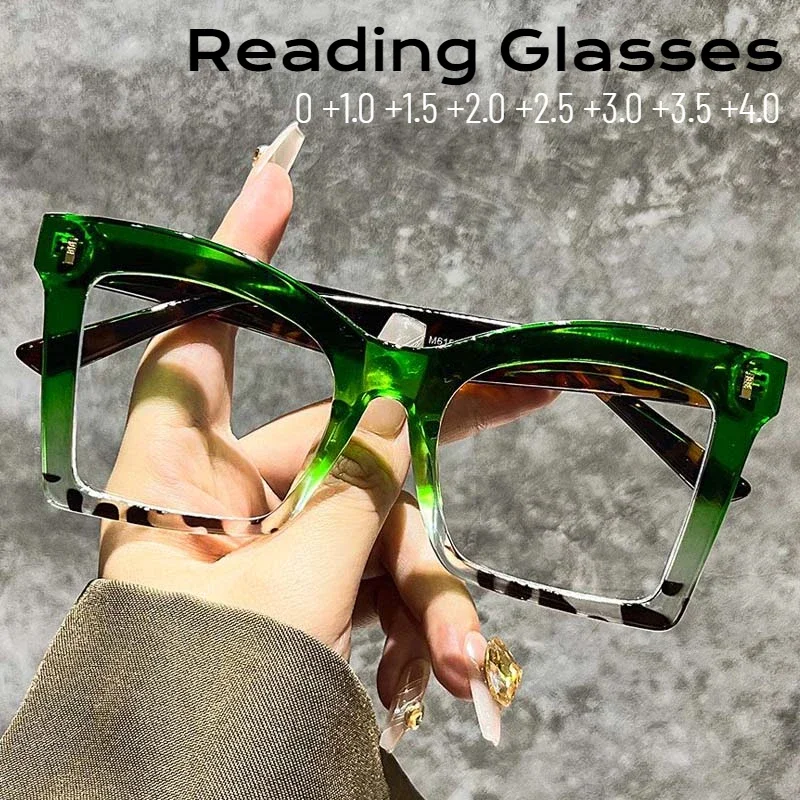 Women Large Frame Personalized Reading Glasses Ultra Light Cat Eye Presbyopia Eyewear New High Definition Far Sight Eyeglasses
