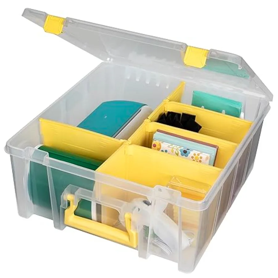 

Супер-сумка-органайзер с двойным глубоким отделением - коробка для хранения художественных принадлежностей с 8 съемными отсеками и умной застежкой для рукоделия