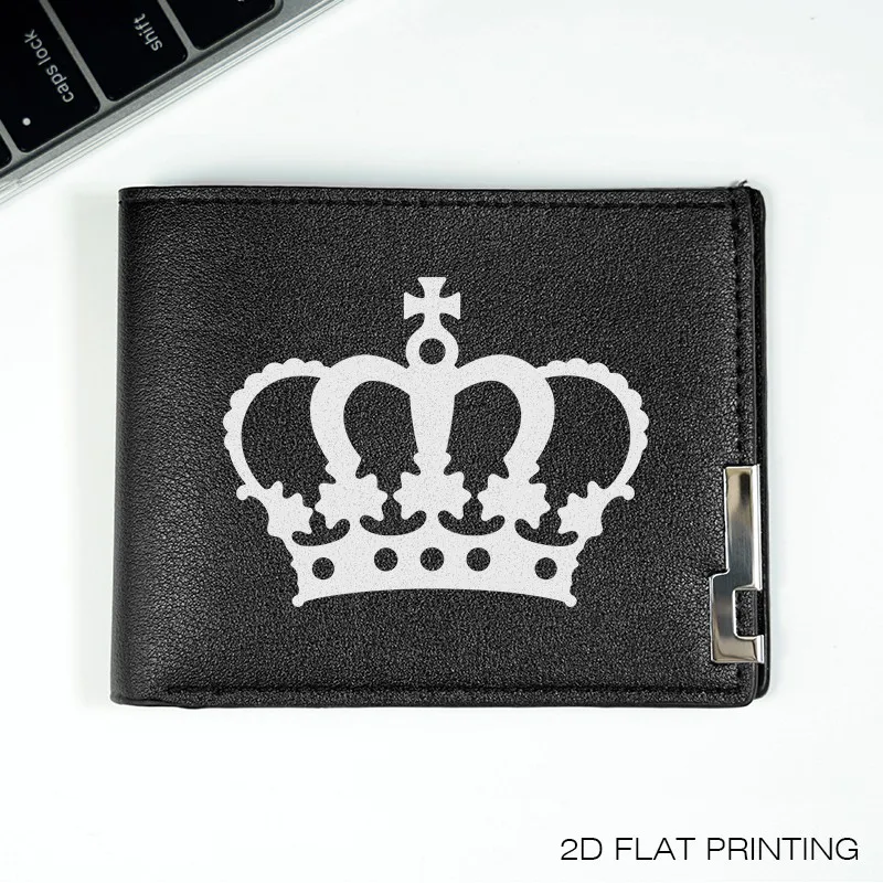 Portafoglio in pelle PU con logo Crown Design minimalista per uomo Sottile Leggero Durevole Uso quotidiano Accessorio di moda aziendale