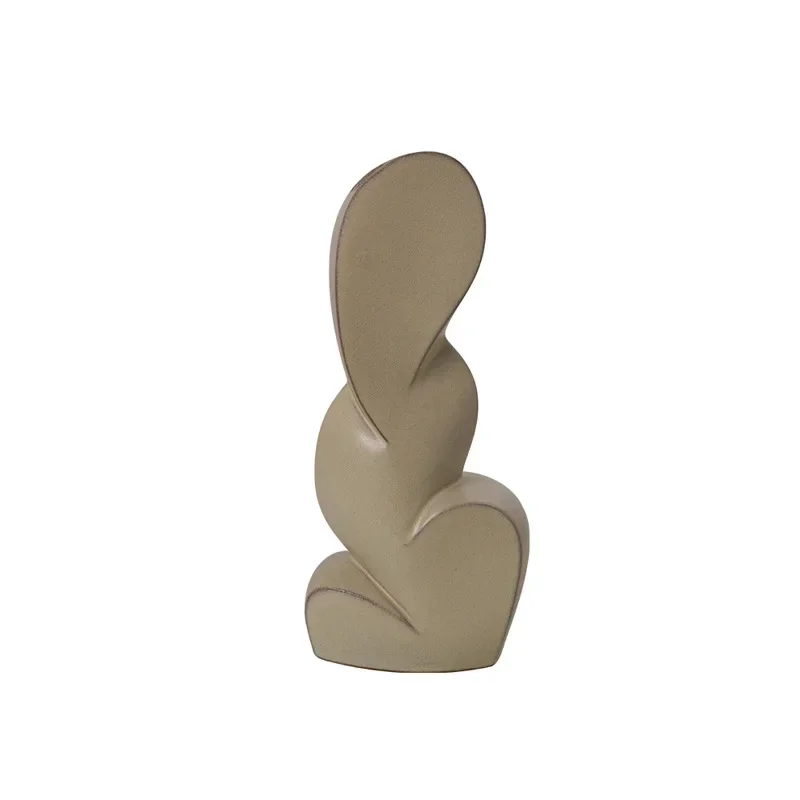 Florero irregular de cerámica beige simple moderno, arreglo floral de habitación modelo para el hogar, adorno de decoración suave para alojamiento en familia