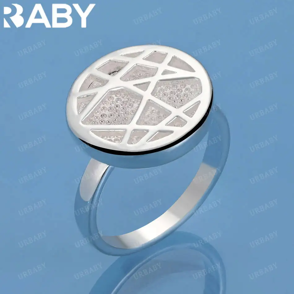 

URBABY 925 Sterling Silver Size 7-10 Round Ring For Women Men Fashion Jewelry Vintage Grace Charm Noble Party Birthday Gifts