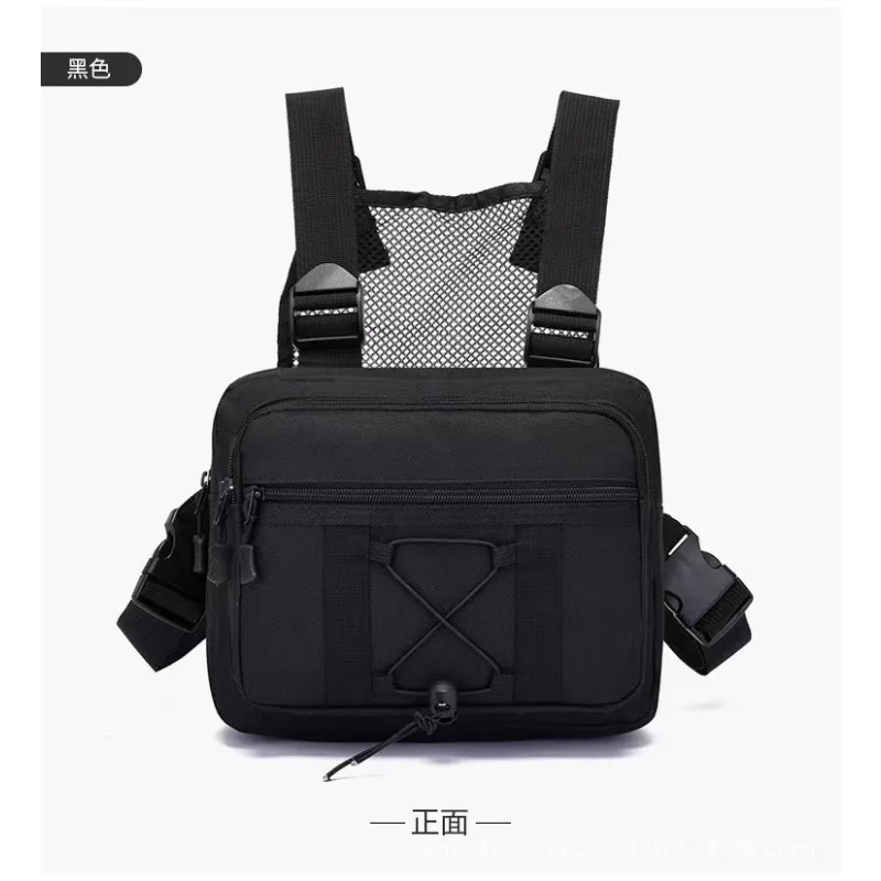 Double Shoulder Tactical Vest Bag with Multifunctional Work Clothes Functional Style Hiphop Trend Brand Front Chest Shoulder Bag