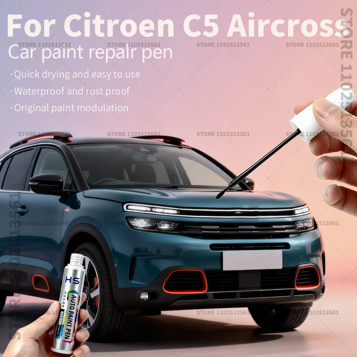 For Citroen C5 Aircross Car Paint Repair Pen Touch Up Scratch Remover DIY Auto Accessories Black KTV White KWE Blue EDZ Gray EVL