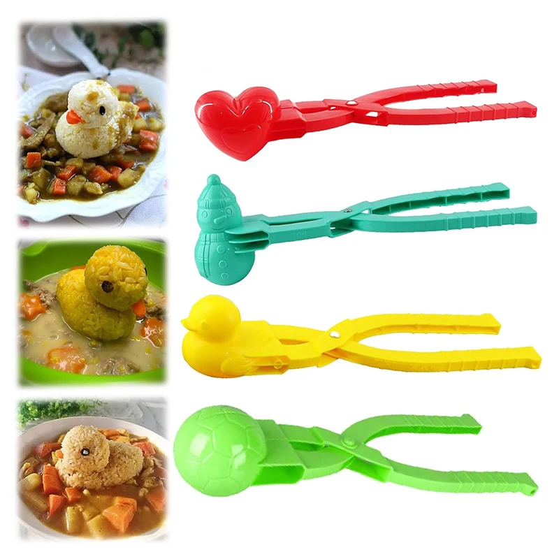 Cute Duck Shaped Mold Maker Clip Children Outdoor Plastic Duck Rice Mold DIY Snowball Maker Sushi Mold With Handle