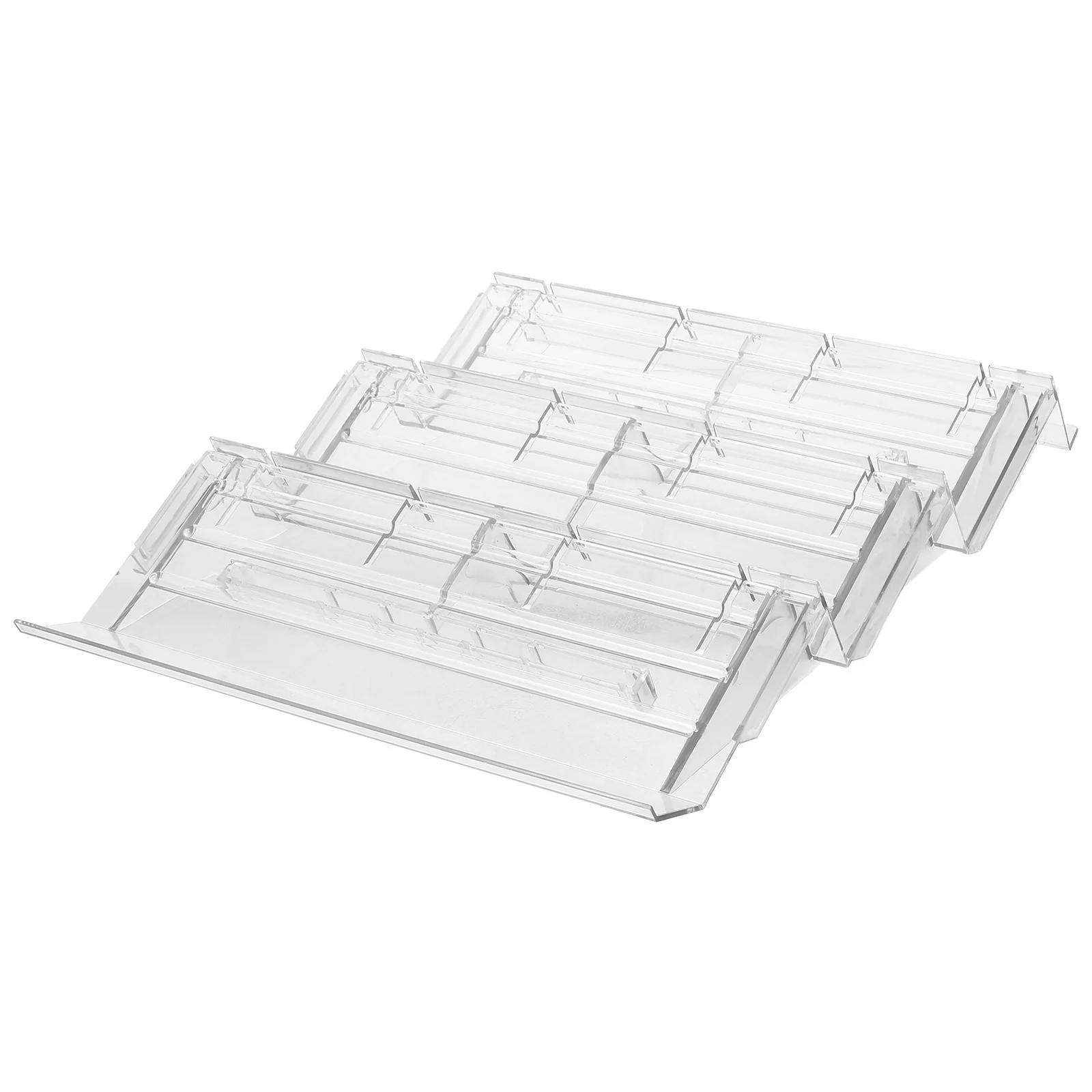 

Plastic Clear Display Riser 3 Layered Refrigerated Supermarket Counter Organizer Stand Food Fruit Cake Vegetable Drink Holder