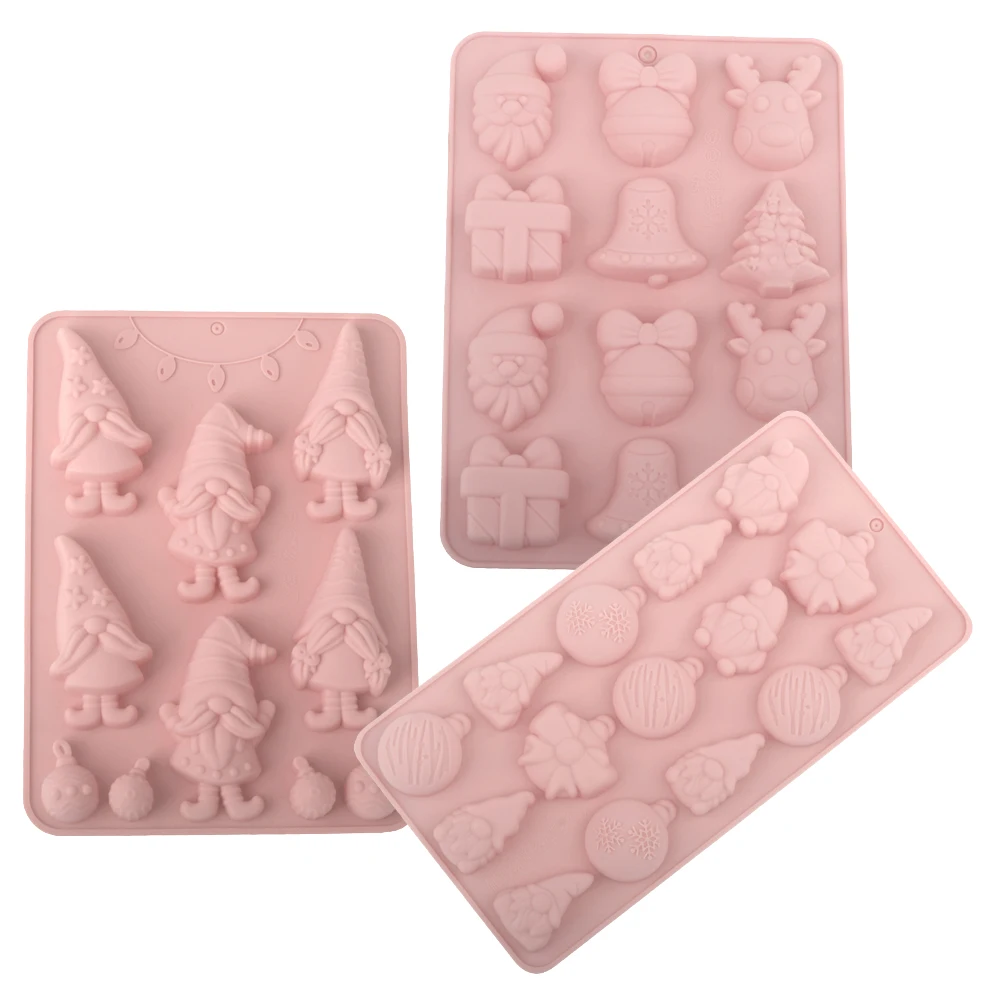 Christmas Element Silicone Chocolate Mold Santa Claus Christmas Gift Box Design Cake Mould Dessert Baking Tools Kitchen Bakeware