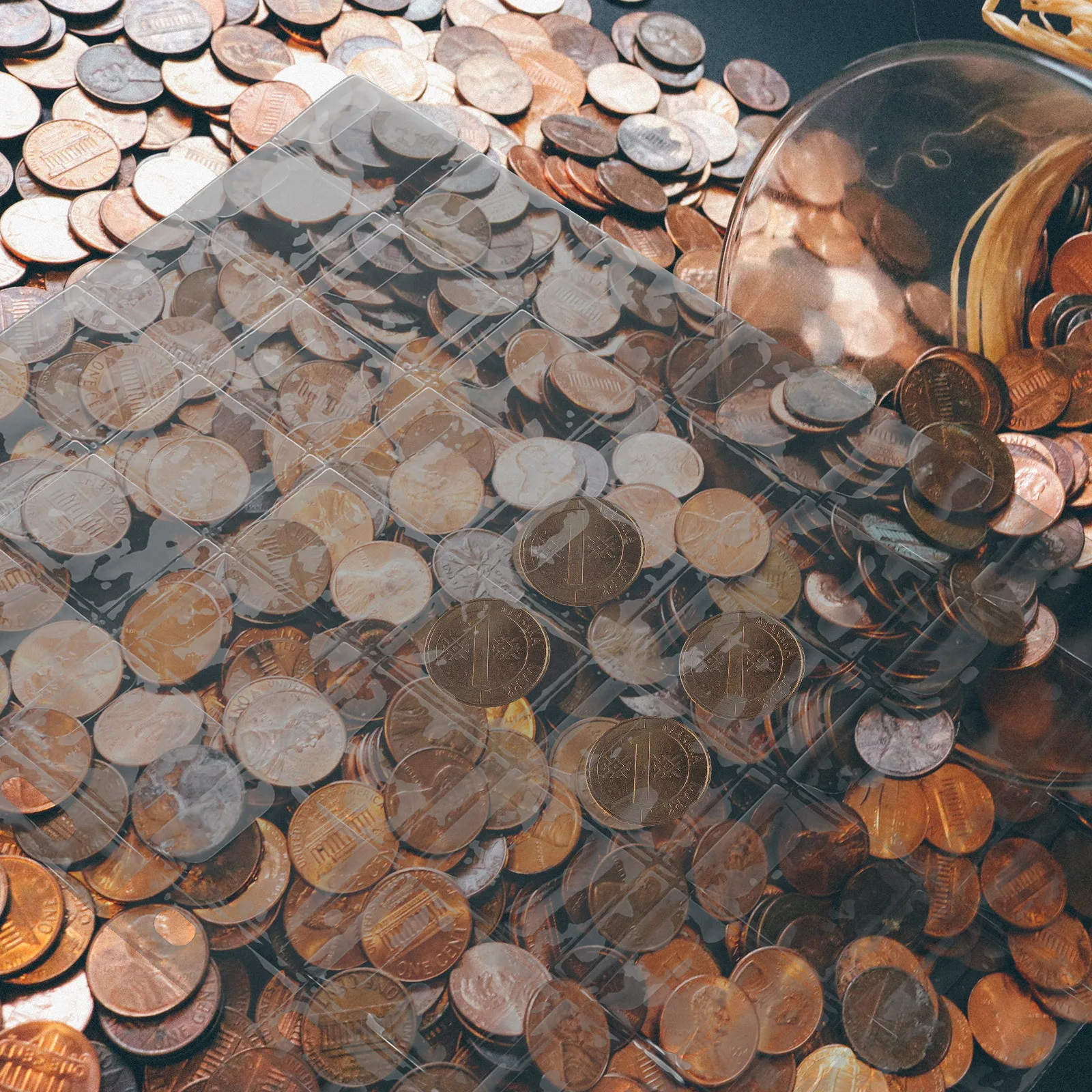 6 Sheets Coin Collecting Pages Lightweight PVC Transparent Coin Storage Organizer Stamp Holding Album Stamp Album