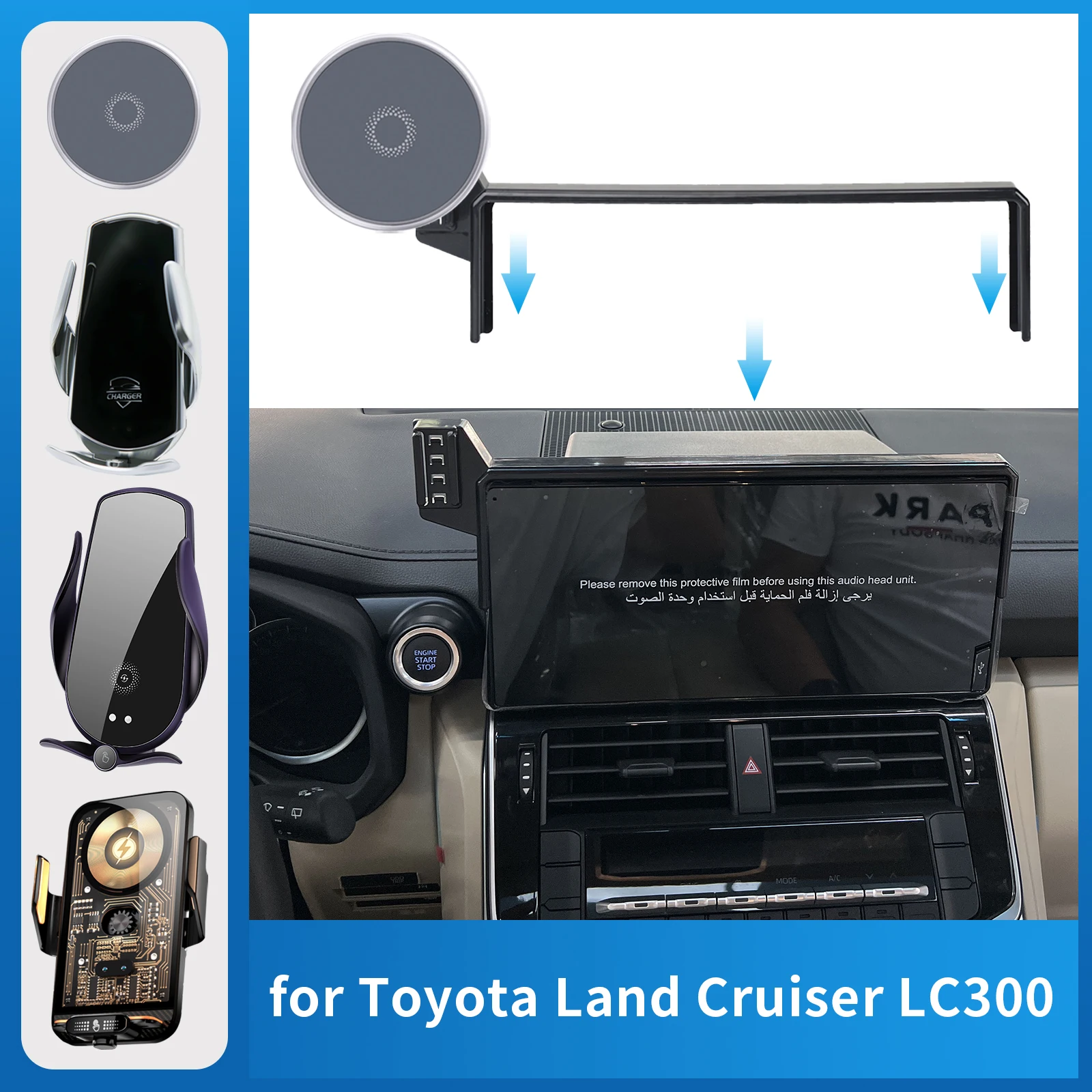 

for Toyota Land Cruiser LC300 2022 2023 2024 (Screen with USB) Car Phone Holder Screen Fixed Navigation Bracket Charging