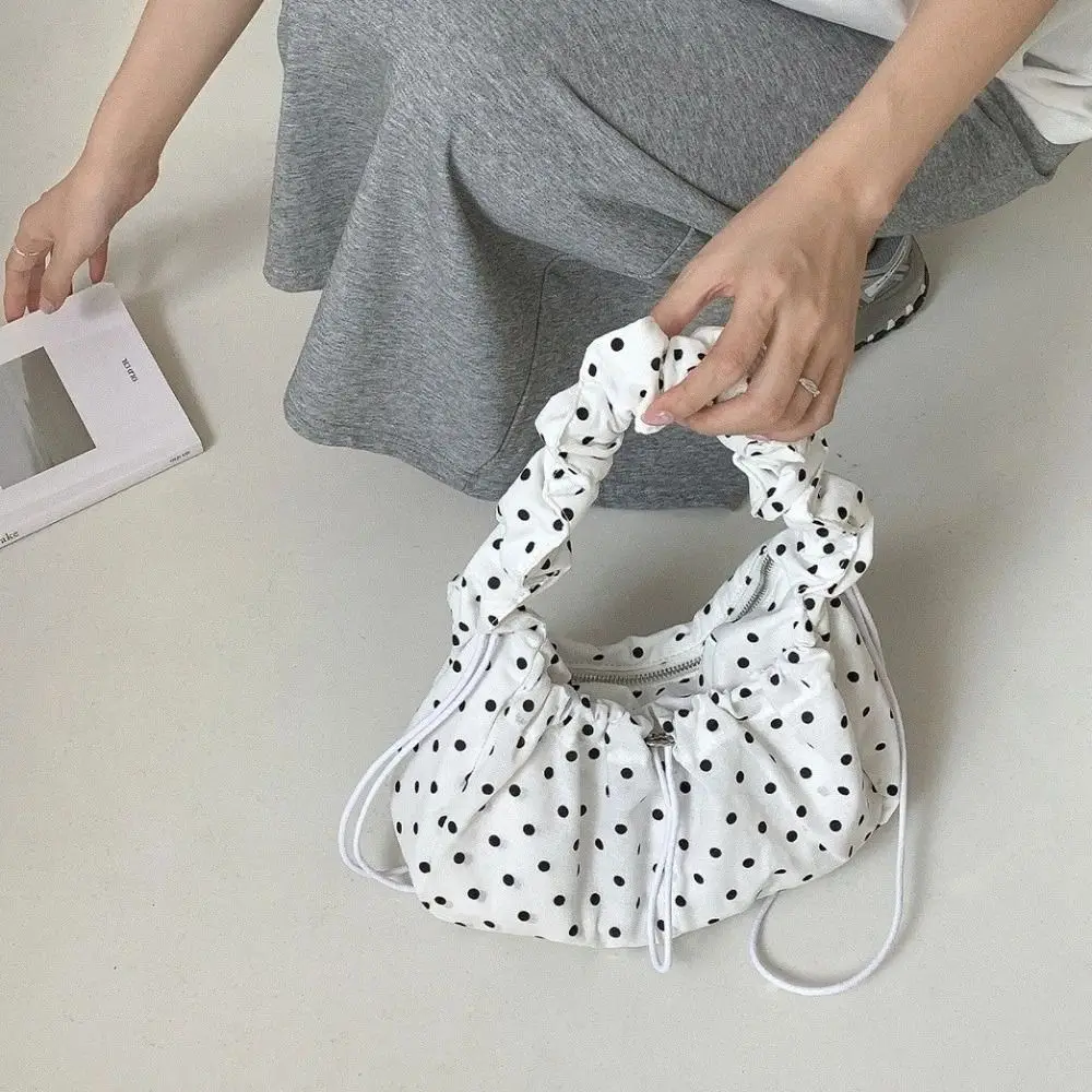 

Универсальная сумка для подмышек в горошек, большая вместительная нейлоновая сумка через плечо на шнурке, сверхлегкая сумка через плечо на молнии