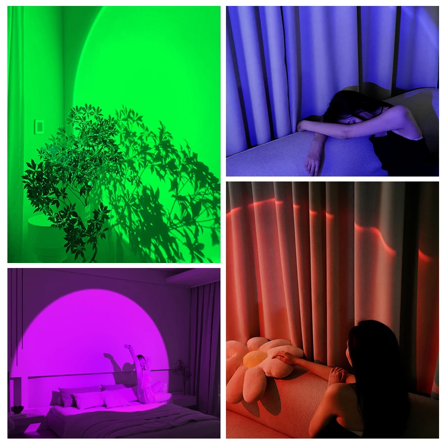 Colorful Sunset Light USB 5V Remote Control Projection Light Living Room Bedroom Decoration Photography Wall Atmosphere Light