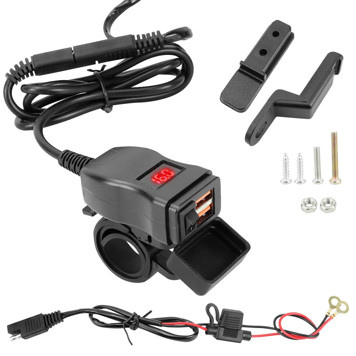 Dual USB For qc3.0 Car Charger with Waterproof Build and Digital Voltmeter Display for 5V 9V 12V Multi-Protocol Charging