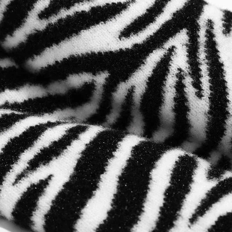 R1WE 女性男性かわいい牛ヒョウゼブラプリントビーニー帽子取り外し可能なポンポン厚みのある二重層暖かい原宿ニットキャップ