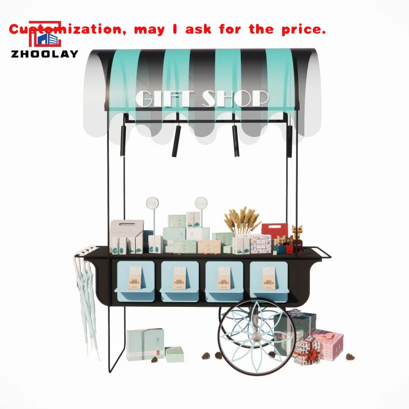 custom.Business Stall Shop Stand Portable Food Snack Beverage Sales Handcart Mobile  Commercial Market Event Cart