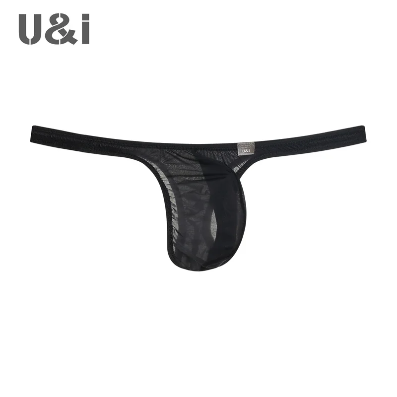 U&I sexy thong for boys, trendy and personalized ultra-thin transparent high elastic nylon 3D small bag t underwear