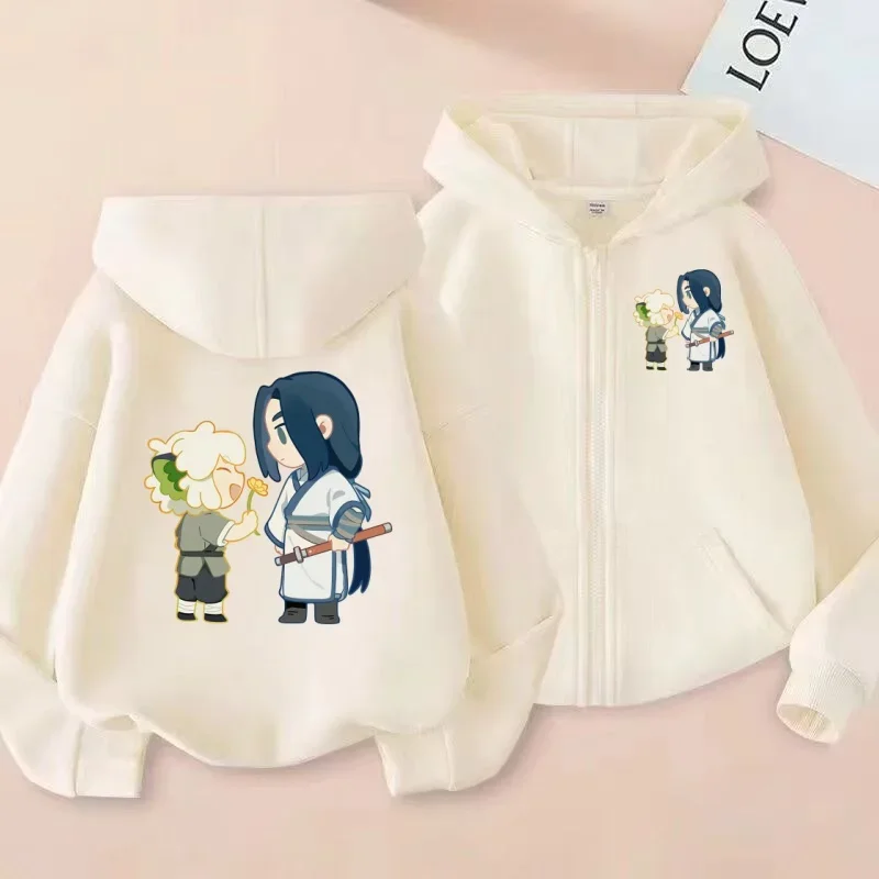 سويت شيرت بسحاب للأطفال Q-Version بغطاء للرأس مطبوع عليه الرسوم المتحركة، بلوزة متعددة الاستخدامات للأولاد والبنات #3