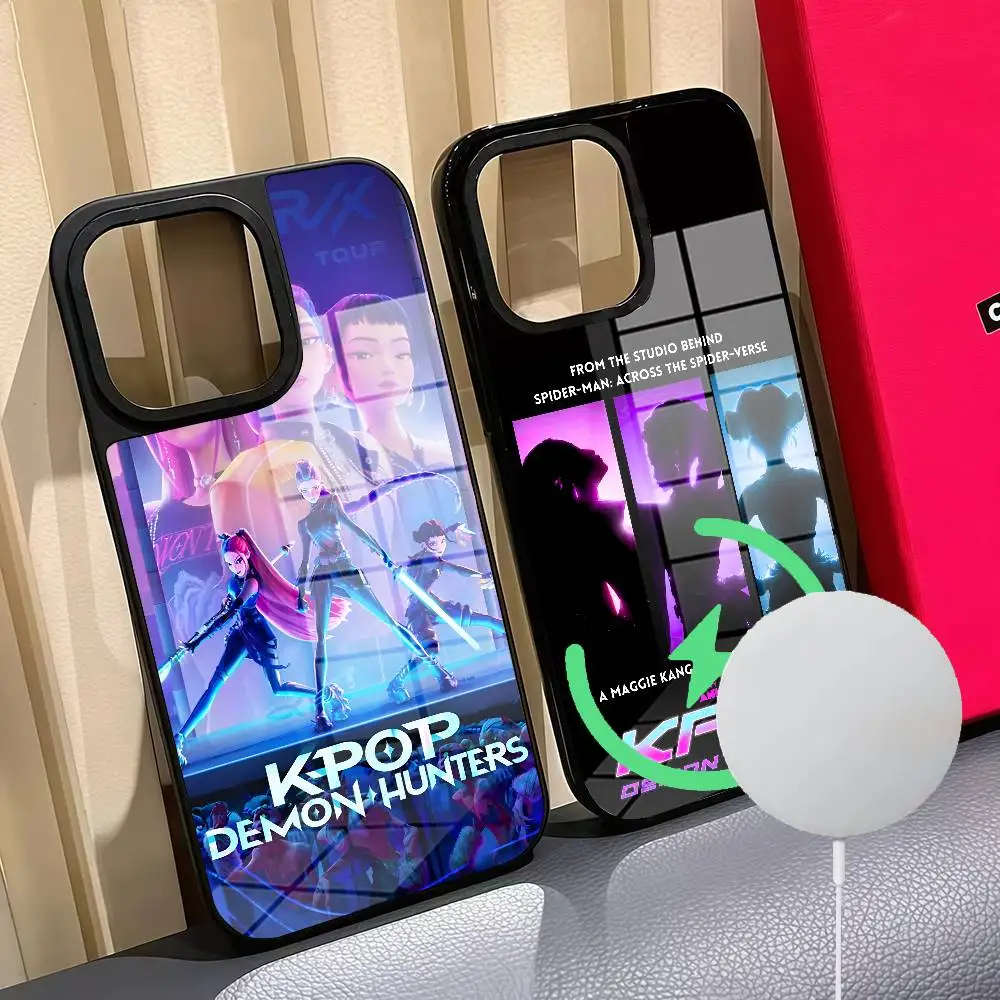 

K-kpop D-Demon H-Hunters Phone Case For Iphone 16 15 14 12 11 13 Pro Max Mini Puls Magnetic Glass Cover
