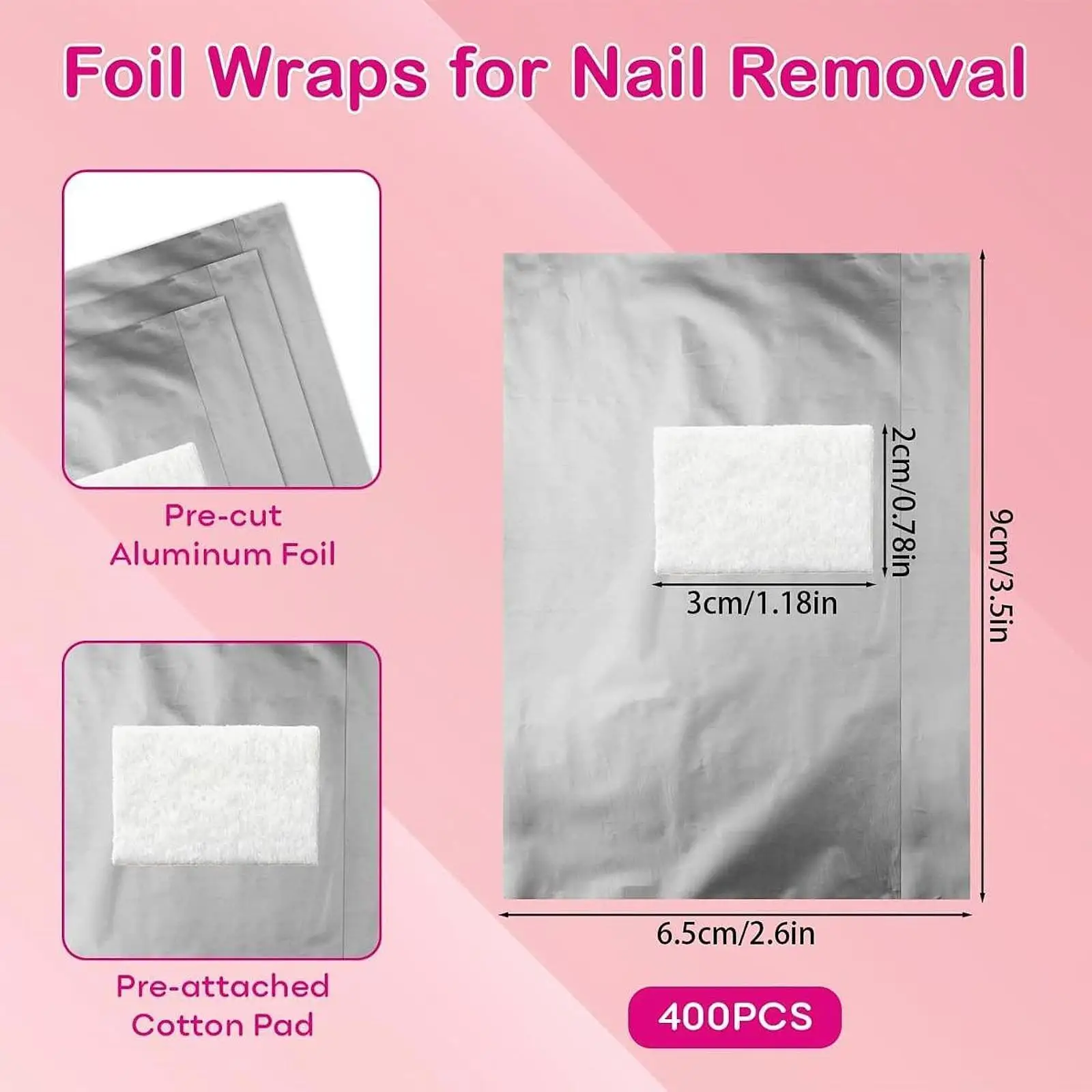 

Portable Foil Nail Wraps Semi Cured Gel Nail Sticker Remover Pads for Easy Manicure and Polish Removal