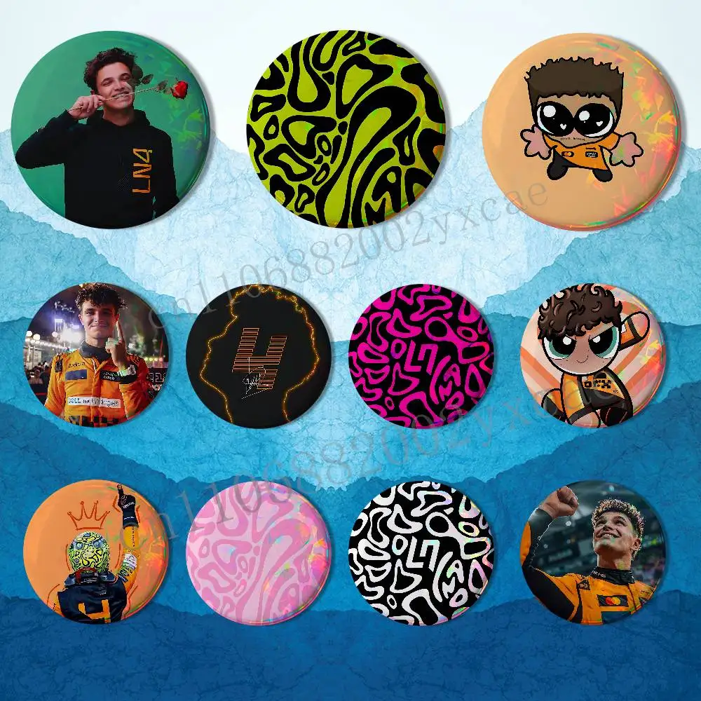 

cool 1 car L-Lando Norris Badges Badges On Backpack Jacket Cartoon Round Brooches Acrylic Button Pins Collection Gifts