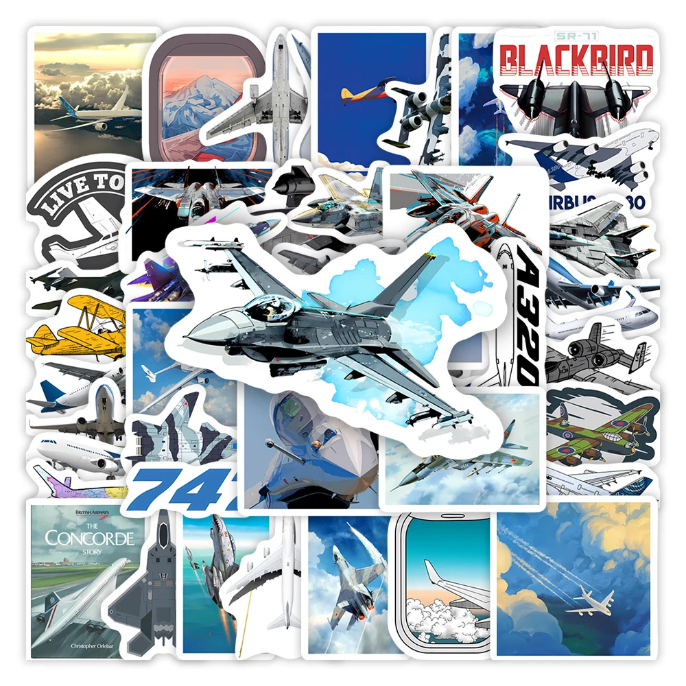 

Airplane Airliner Fighter Aircraft Stickers Kids DIY Gift Toy Decoration Decal for Laptop Phone Bottles Luggage Bags Waterproof