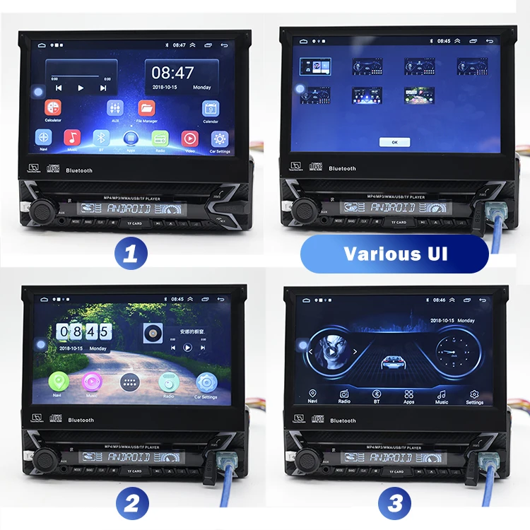 Stock Available 1din Big Retractable Screen Android GPS Auto Car Player Touch Screen Car Dvd Player - view 5