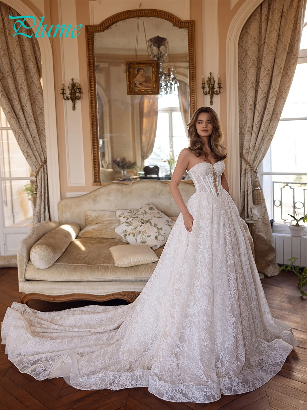 Abito da sposa elegante in pizzo bianco personalizzato Abiti da sposa senza maniche con scollo a cuore formale Abiti da sposa sexy a-line con strascico da cappella Vestido De Novia