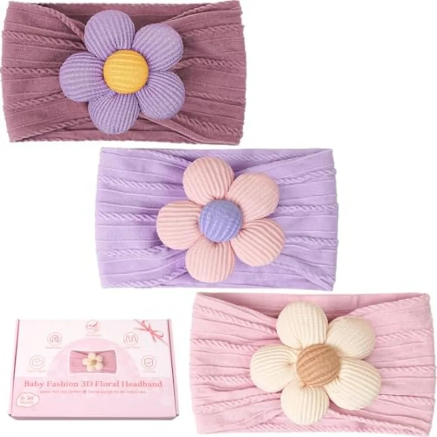 

Baby Flower Headbands Baby Girls Nylon Headbands Soft Elastic Hairbands Hair Accessories for Newborn Infant Toddler Violet, Cam