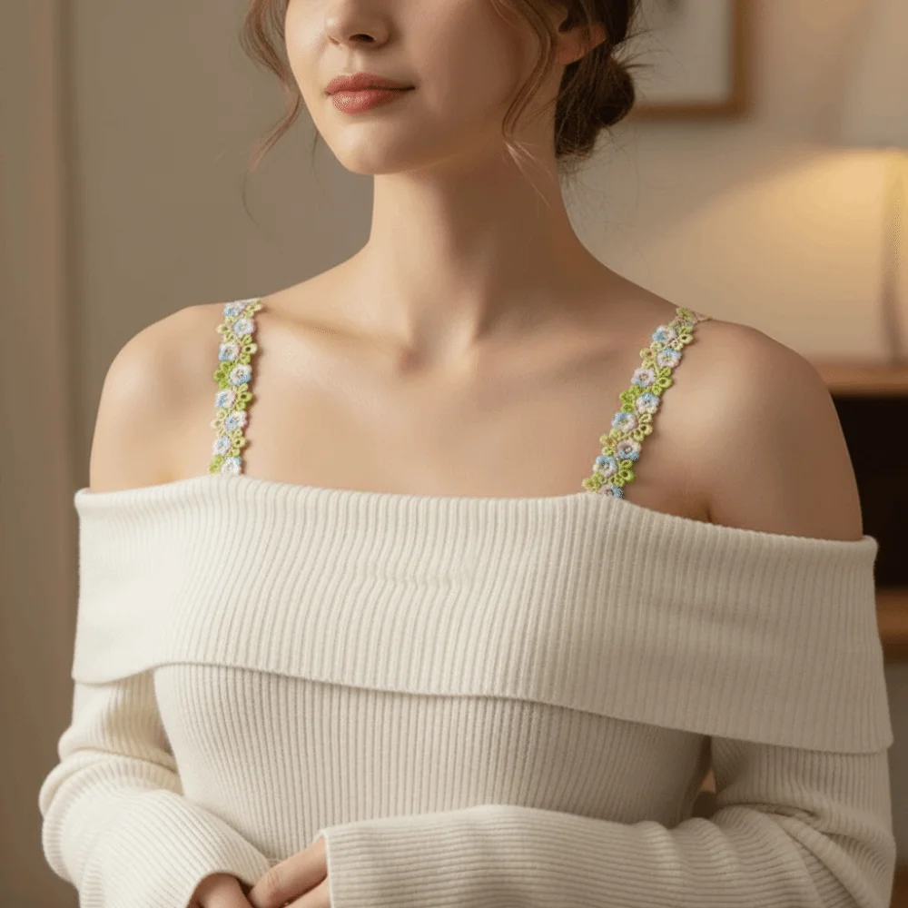 Removable Floral Bra Straps Polyester Anti-slip Shoulder Straps Adjustable Sweet Flowers Floral Shoulder Belts