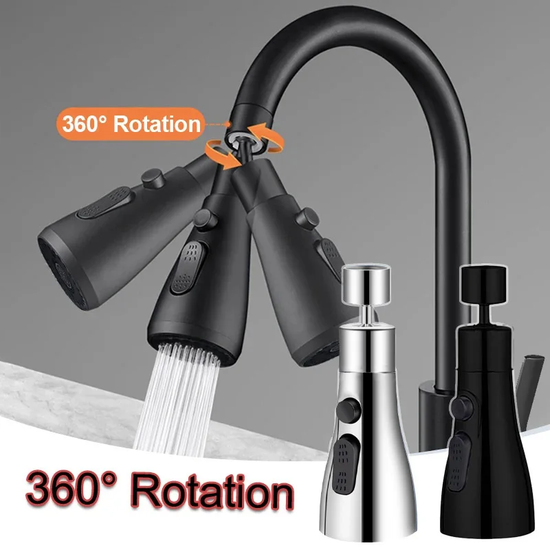 Lavello da cucina rubinetto aeratore 3 modalità 360 ° ruota a prova di schizzi lavabo sostituibile rubinetto dell\'acqua spruzzatore testa ugello