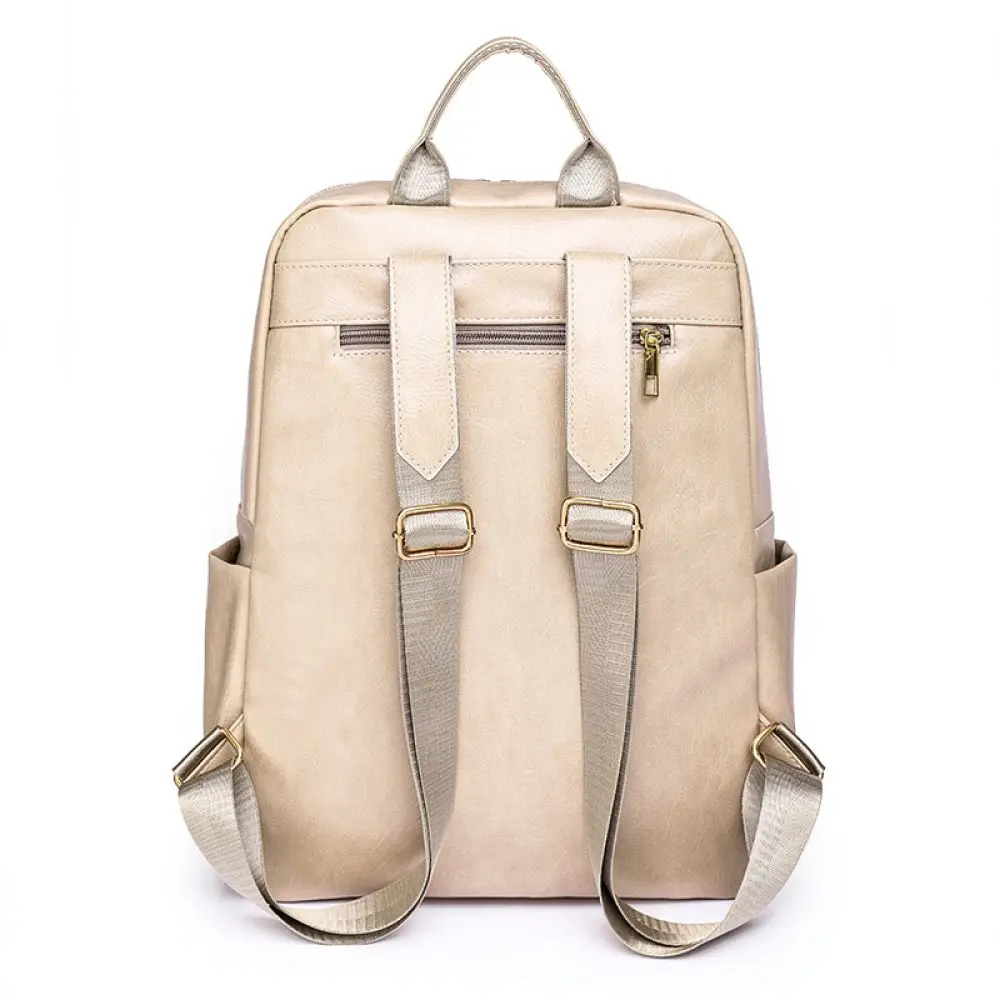 Durable Waterproof Laptop Rucksack Casual Travel Bag Women Vintage Style Solid Color Soft PU School Daypack For Louis Guset