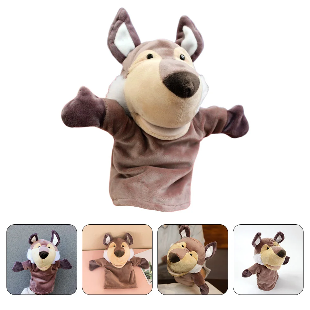 Louse pluche wolf dier handpop puzzel poppen voor peuters 1-3 verhalen vertellen