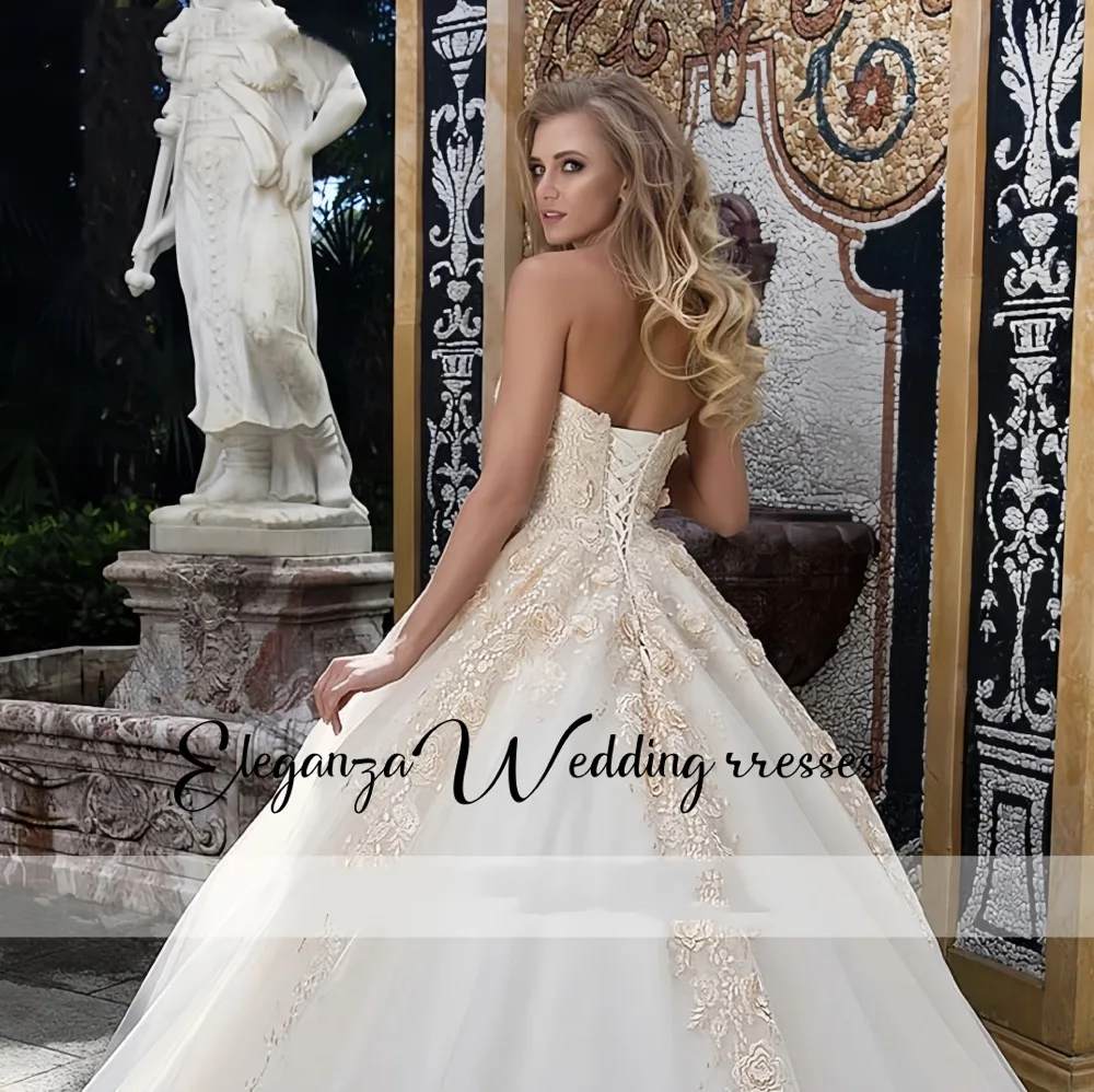 Customized Sweetheart Wedding Dress Strapless Lace Applique A-line Princess  Wedding Dress Off Shoulder Bridal Dress