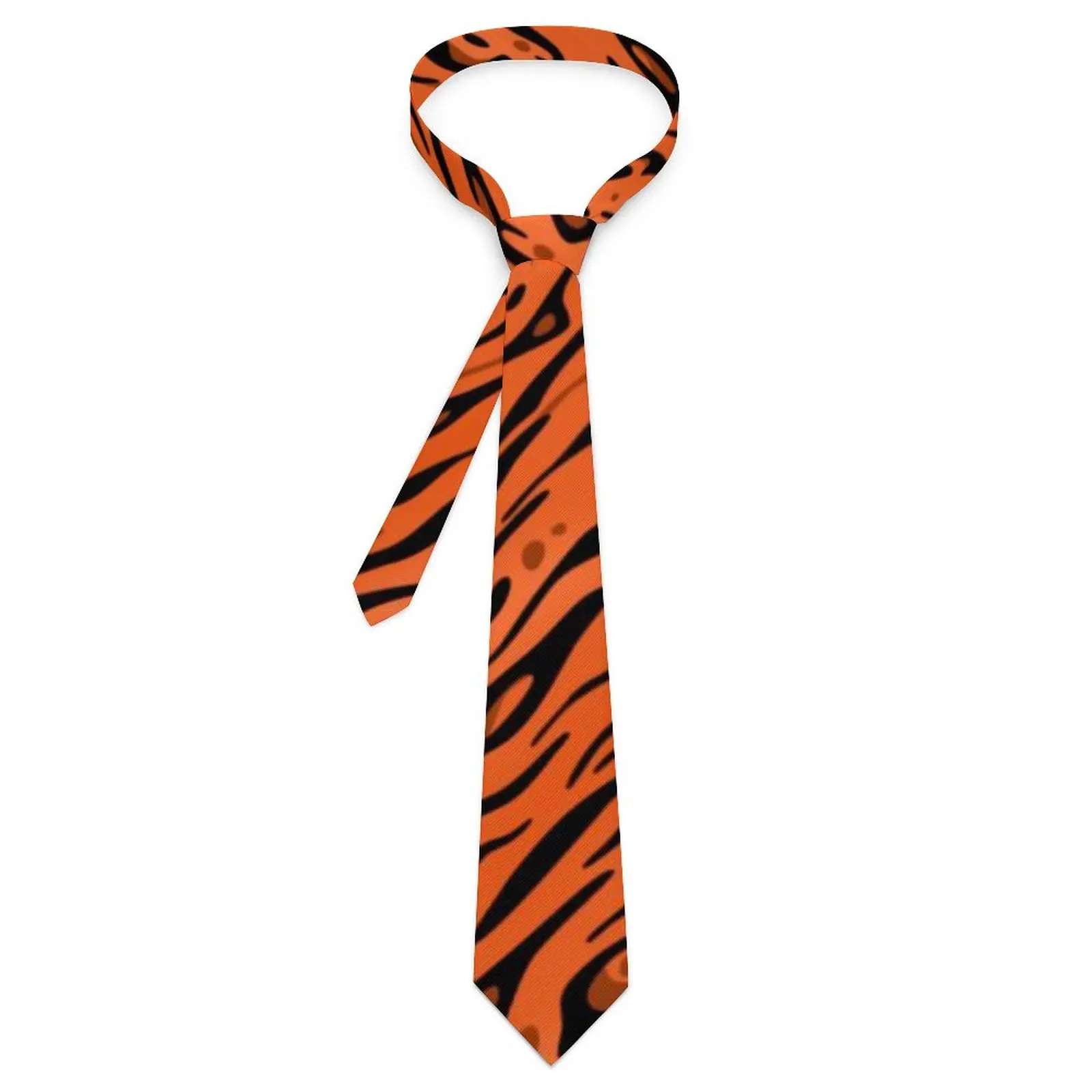 Animal Print Tie Orange Tiger Strip Wedding Party Neck Ties Men Elegant Necktie Accessories Quality Custom Collar Tie