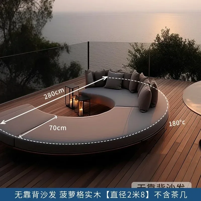 Outdoor villa terrace teak sofa courtyard garden coffee table sofa combination hotel homestay arc booth
