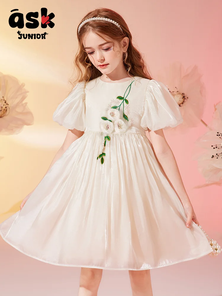 فستان الأميرة الجنية للفتيات من Tween Summer Outing موسم الصيف بأكمام منتفخة رفيعة #3