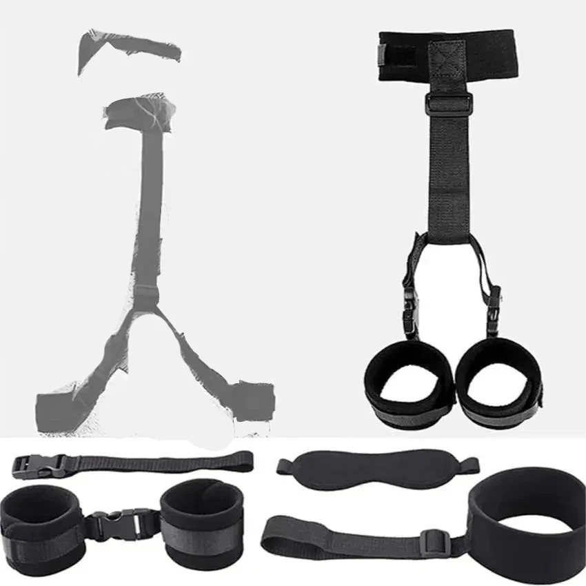 الكبار العين بليندر طوق الرقبة أصفاد الساق ضبط النفس الكفة مجموعات الالعاب الجنسية زوجين BDSM ضبط النفس عبودية والعتاد مفتوحة الساق لعبة المثيرة