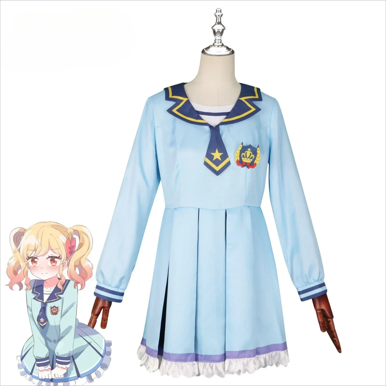 Idol activity Nijino Yume cos blue school uniform role-playing anime long dress campus wind clothing girl