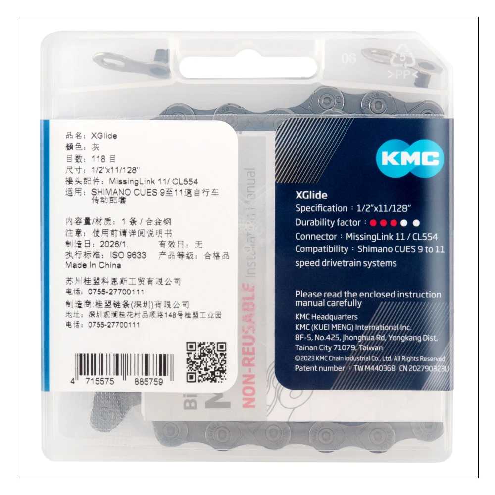 KMC X Glide 9 10 11 Speed MTB Bike Chain 118 Links for Shimano CUES Mountain Bicycle Chains with Quick Link Road Bike Curren