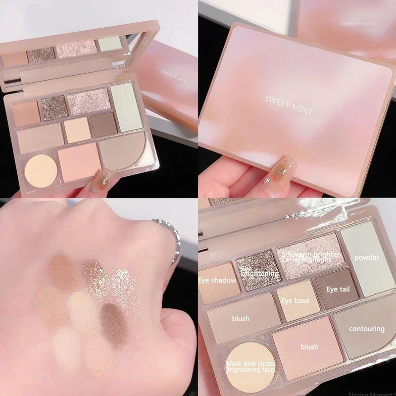 Heallor Palette per trucco completa multifunzionale a 10 colori Face Highlight Contouring Blush ombretto opaco schiarente setoso