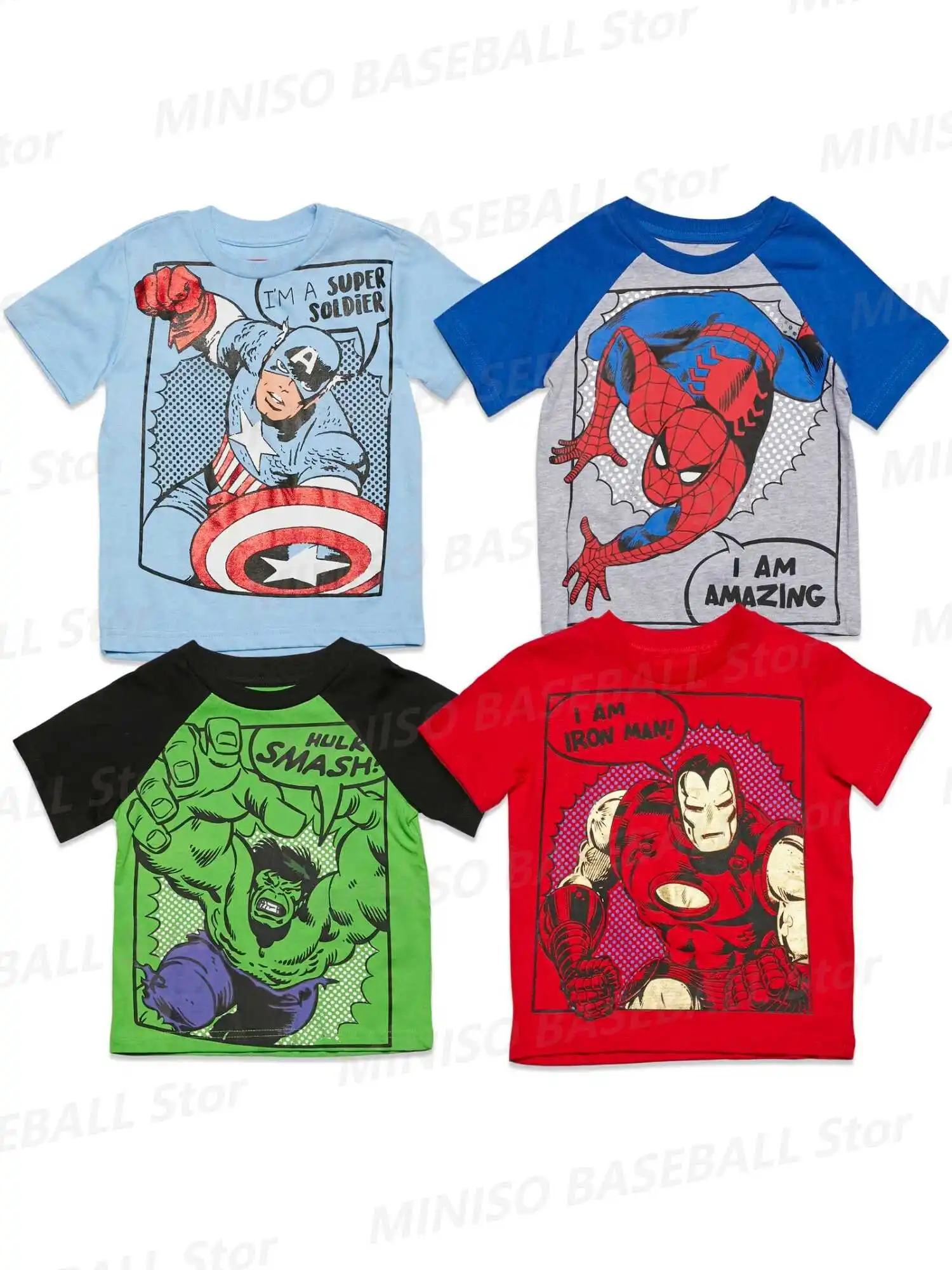 Marvel New Summer Avengers Spider-Man Iron Man Thor Captain America Sports T-Shirt Boy Kid/Adult Casual Parent-Child Family Top