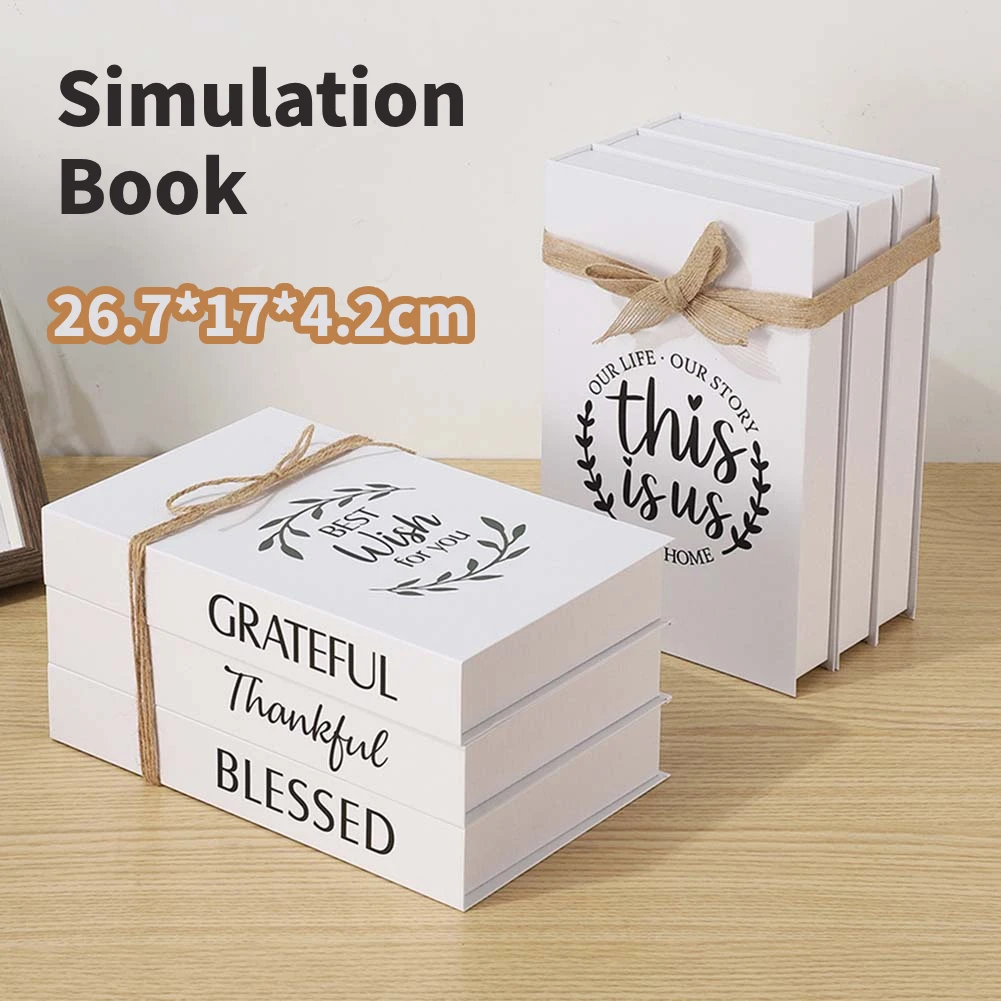 Juego de libros falsos simples y rústicos, adornos de libros falsos plegables, juego de libros de simulación, accesorios de tiro, decoración para sala de estar, 3 uds.