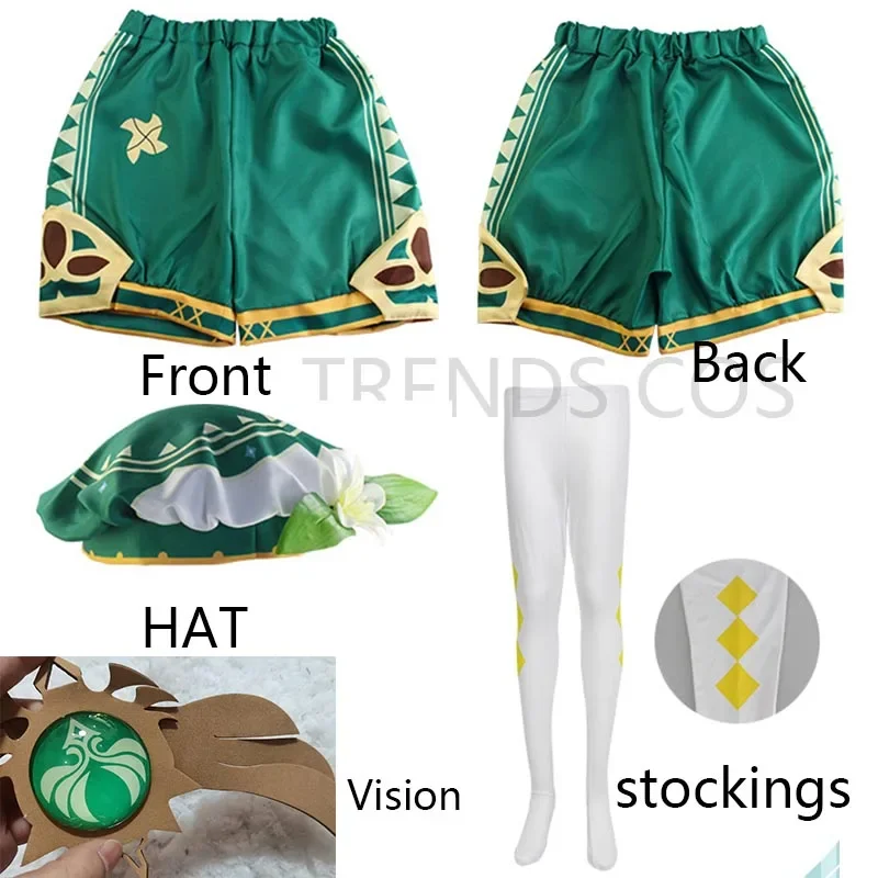 Twenty Cosplay Costume Vest Shorts Hat Stockings Twenty Outfits Barbatos Wendi Windy Outfits Kids Anime Comic Con