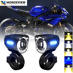 MONDEVIEW 2pcs M10 Motorcycle Spotlight 18000LM High Brightness160W High-power Dual Lens Running Light Suitable for Jeep SUV ATV