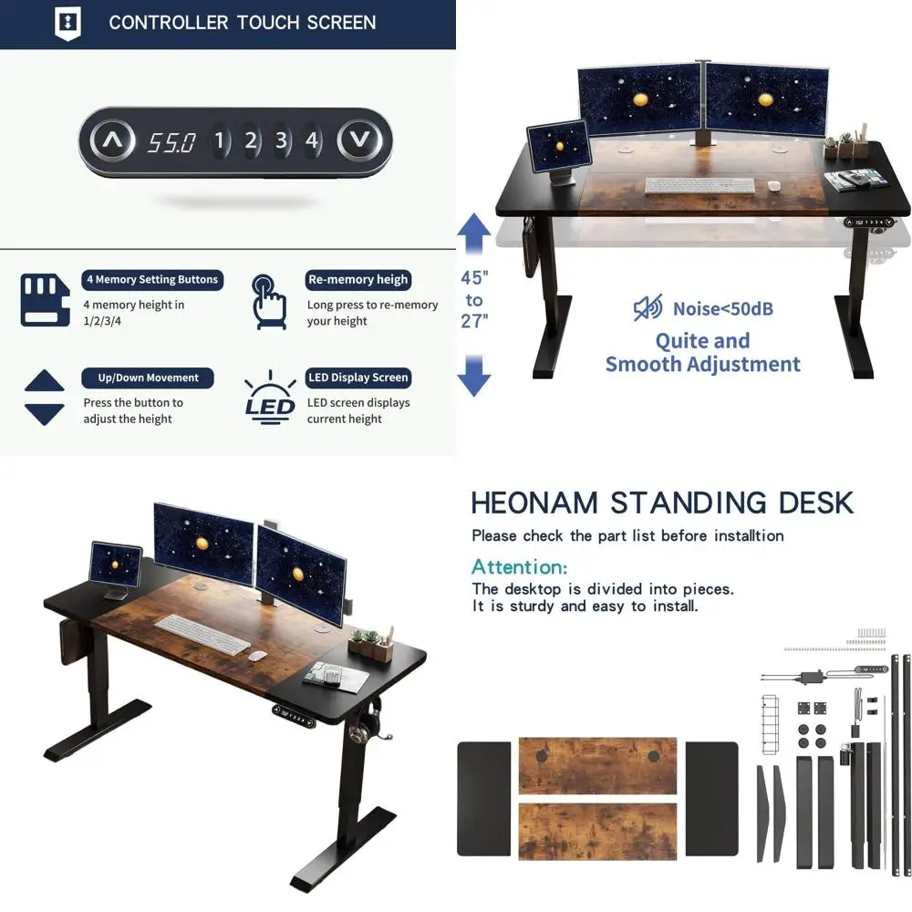 

55 Modern Electric Height-Adjustable Desk for Office and Studio with Silent Motor