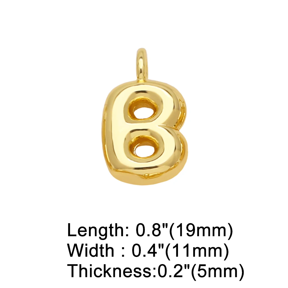 OCESRIO Polish Mini Gold Color Ballon Initial Letter Necklaces Pendant Copper Gold Plated Jewelry Making Supplies pdtb501