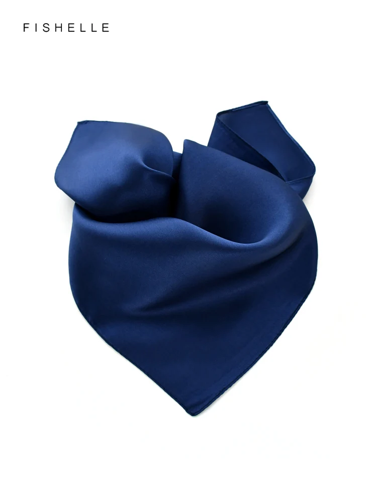 

Solid color navy blue silk square scarves women natural silk headscarf lady scarf foulard small hijab wrap neck spring autumn