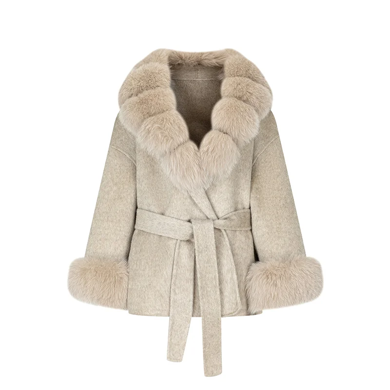 TARUXY Damen Wollmantel mit Kunstpelzbesatz, Gürtel, Langarm, Winter, Casual, Streetwear, Kunstpelzkragen, Elegante Warme Oberbekleidung 2026