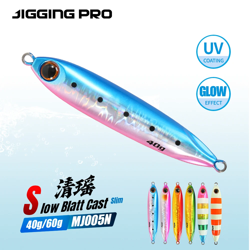 JIGGING PRO 40g 60g Slow Blatt Cast Slim Shore Jigging Lure Long Cast Metal Jig Fishing Bait