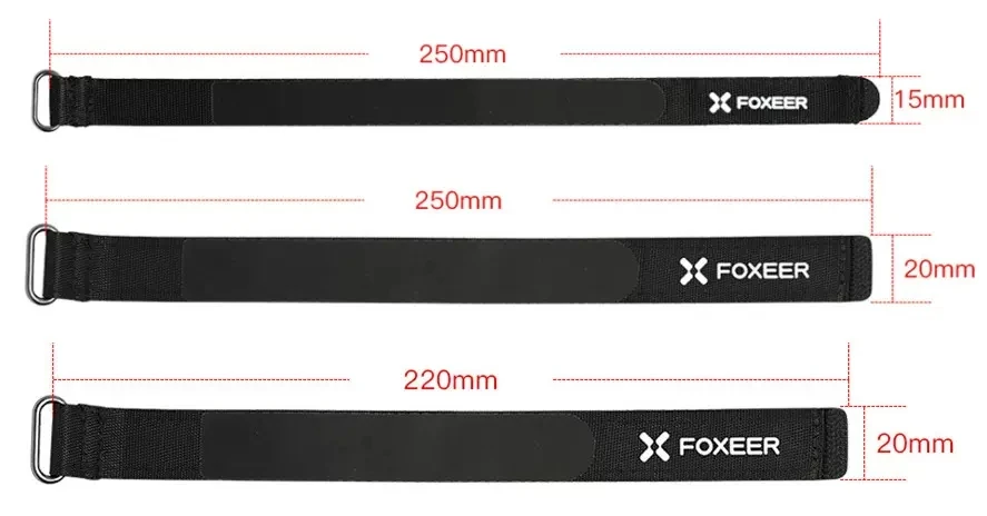 3 PCS Foxeer Thickness Silicon Durable Battery Strap Anti-slip Battery Strap Belt Metal Clasp 15mm 20mm For FPV RC Drones Lipo