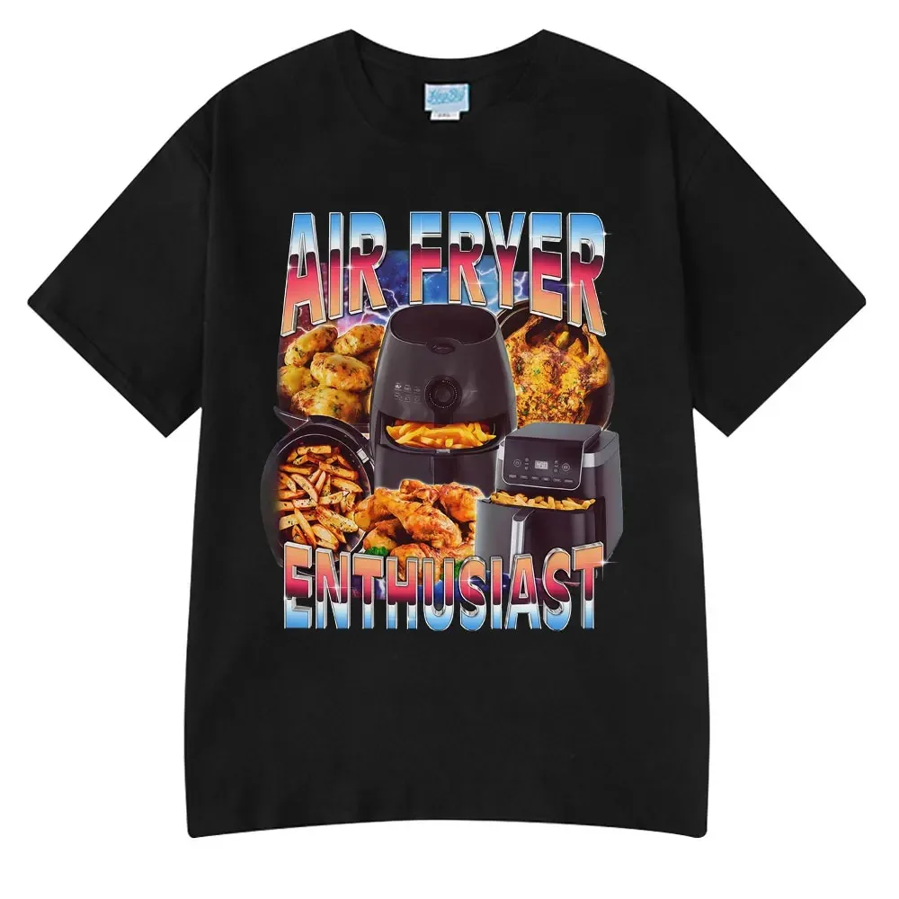 

Air Fryer Enthusiast Fun Cooking Fan T-shirt Hot Selling Couple Clothing Fun T-shirt Fried Chicken Chunks French Fries T-shirt