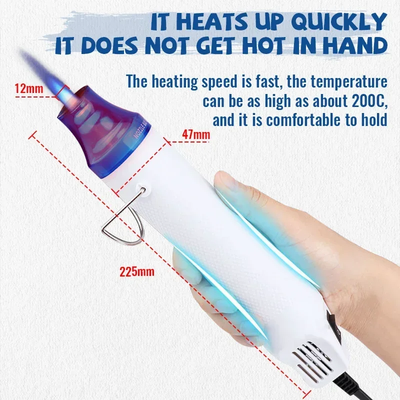 Hot Air Gun 220V Soldering Temperature Blower Gun Mini Heat Gun Electric Power Hot Dryer DIY Crafts for Shrink Tubing Car Wrap
